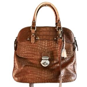 Max Mara vintage leather croc embossed large bag